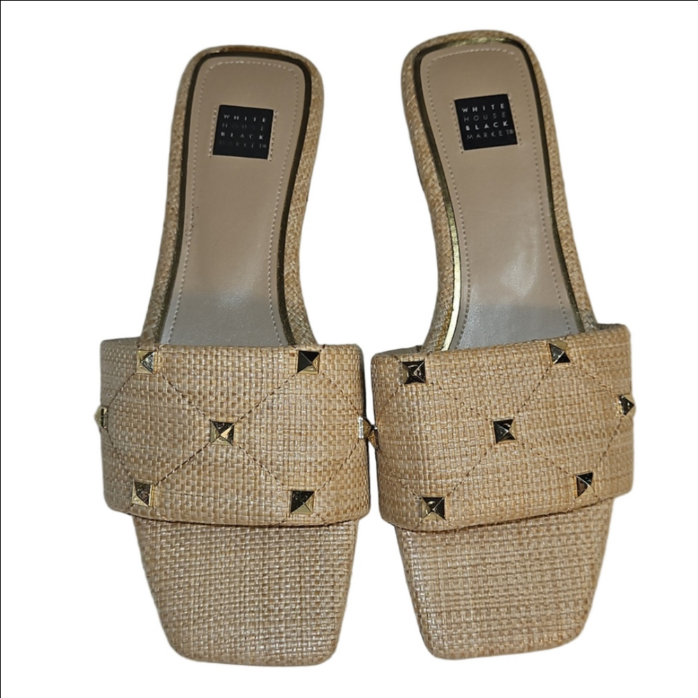 White House Black Market Studded Beige Sandals Size 9 1/2